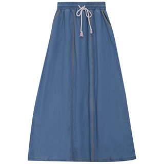 SB4CYT2303SL Blue Denim Panel Drawstring 36" Skirt