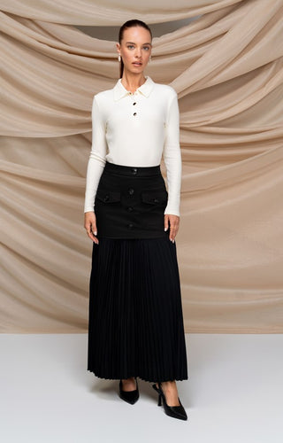 altimge1 for Luum Black Adele Twill Pocket 36" Skirt With Pleats at Dress Code itsdresscode.com
