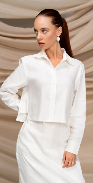 altimge2 for Luum White Faith Linen Straight 36" Skirt at Dress Code itsdresscode.com
