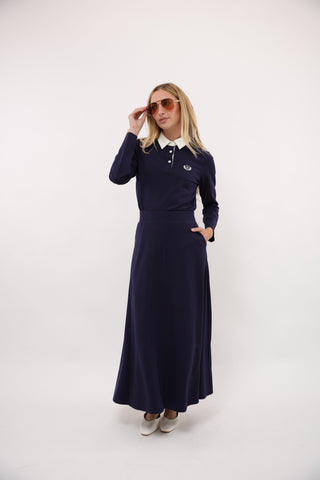 Byrd Navy Icon A-Line Ponte 38" Skirt With Pockets at Dress Code itsdresscode.com