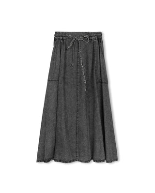 Slate Black Mineral Wash Belle Drawstring 36" Skirt at Dress Code itsdresscode.com
