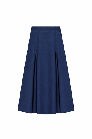 MIGNON DOO Blue Insert Pleats 35" Skirt at Dress Code itsdresscode.com