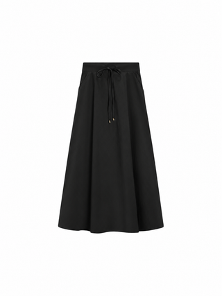 Peode Black Drawstring 35" Skirt with Side Pockets at Dress Code itsdresscode.com