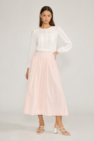 Lucy Paris Soft Pink Yoke Gathered Calla 35" Skirt with Back Smocked Elastic at Dress Code itsdresscode.com