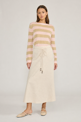 Lucy Paris Beige Hayden A-Line 34" Skirt with String Belt at Dress Code itsdresscode.com
