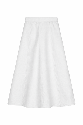 Mysttee White Panel Side Zipper 35" Skirt With Back Elastic Waist at Dress Code itsdresscode.com 