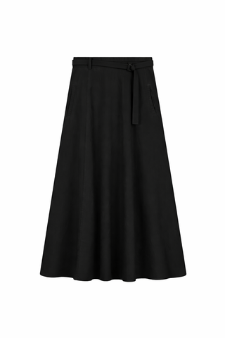 Mysttee Black A Line Black Belted 37" Skirt With Pockets at Dress Code itsdresscode.com
