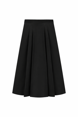 Carlucci Black Cotton Side Pleats 35" Skirt With Pockets at Dress Code itsdresscode.com