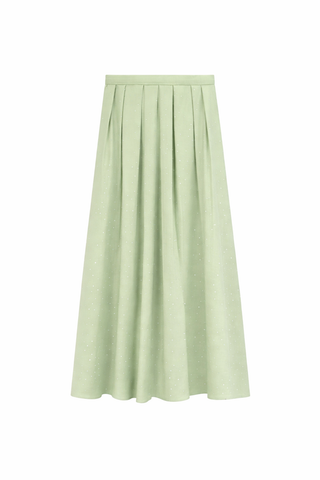 AVIGAL Seafoam Pleated Studded Dress 35"-37" Skirt at Dress Code itsdresscode.com