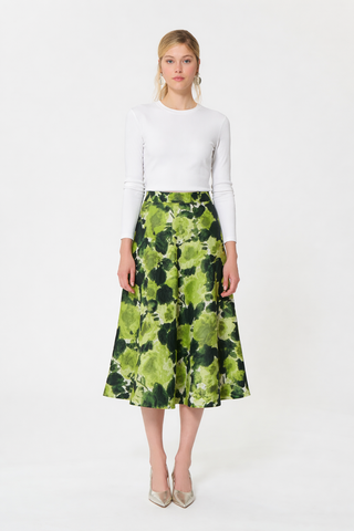 Tara Jarmon Green Printed Josephina 31" Skirt at Dress Code itsdresscode.com