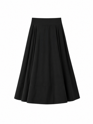20020 Black Taffeta Side Pleats Design 37" Skirt With Pockets