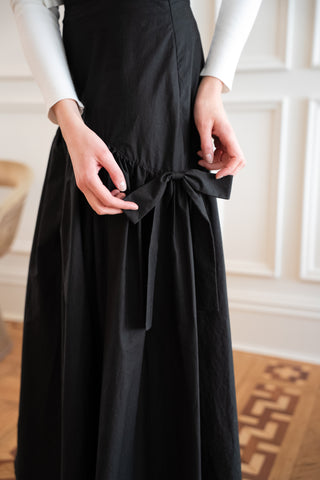 MIGNON DOO Black Cotton Side Ribbon 38" Skirt
