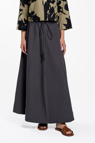 Luum Black Chambray Denim Aiden Drawstring Poplin Circle 36" Skirt