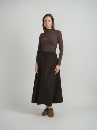 MAXMRKT Ash Two Panels Wool Self Waist 35" Skirt with Side Zipper at Dress Code itsdresscode.com