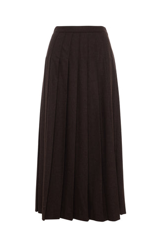 DW4M8973LA Ash Brown Pleated 38" Skirt with Side Zipper
