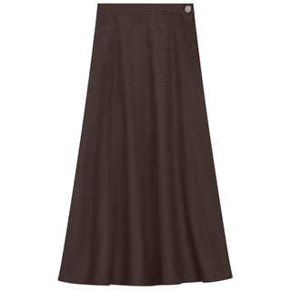 DW5M9185W  Ash Brown Wool Two Panel Self Waist 35" Skirt with Side Zipper