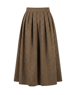 L119 Brown/Black Checkered Fantasy Small Front Pleated 38" Skirt