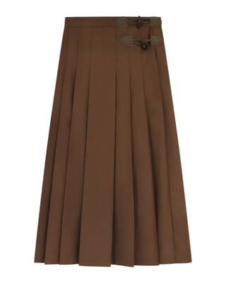M1346 Mocha Pleated 36" Skirt with Side Toggle