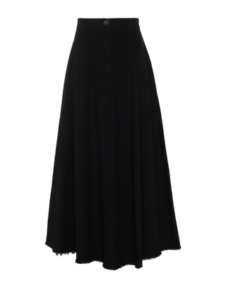 WB5CM1833SL Black Twill A-Line 36" Skirt with Fringe Bottom