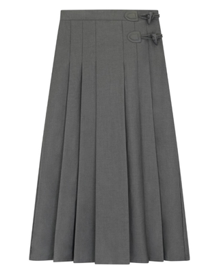 M1346 Gray Pleated 36" Skirt with Side Toggle