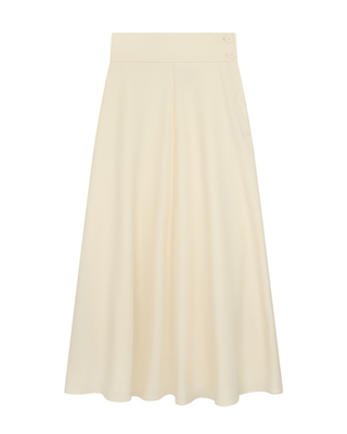 DW6M9124NLA Ecru Flairy Middle Seamed 39" Skirt with Side Buttons