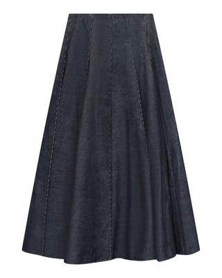 SK016 Navy Corduroy Pleated 36" Skirt