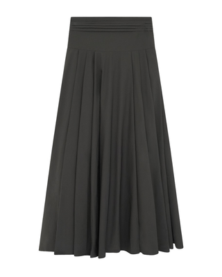 SW8009 Black Ruched Yoke Design Pleated 38" Skirt