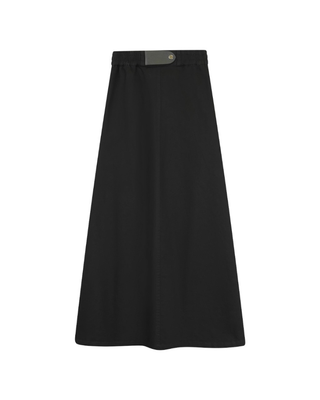 HSK20B Black Rubber Waist Leather Tab 36" Skirt