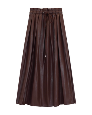 WB6CM2261SM Dark Wine Leather Paper Bag Drawstring 34" Skirt