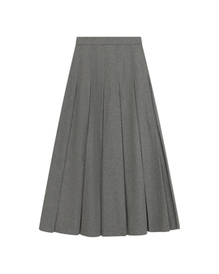 SH687PW-LLLL Light Gray Wool Pleated 35" Skirt