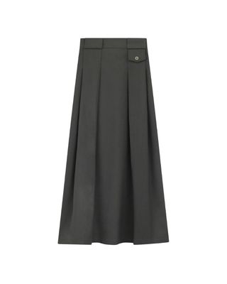 HSK24B Charcoal Pleated Flap 36" Skirt With Zipper