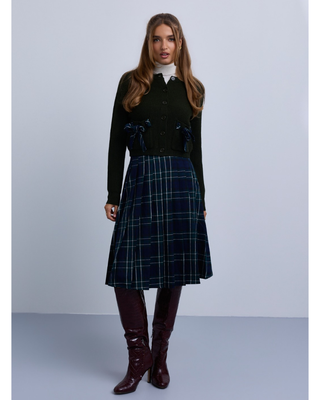 NR524A Green/Black Watch Asymmetric Tartan Pleat 26"-28" Skirt