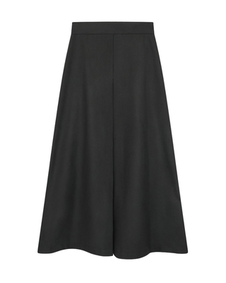 3006 Black Wool Middle Inverted Pleat A-Line 34" Skirt