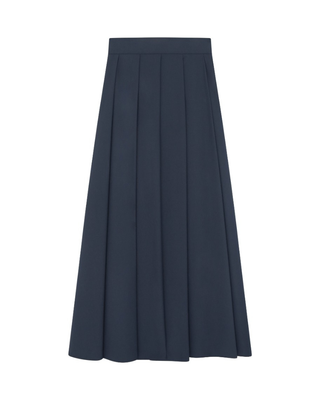 SWF2407F Navy Pleated 35" Skirt with Side Zipper