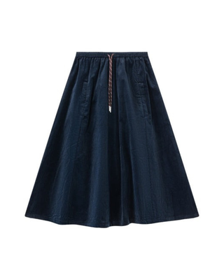 SD010 Navy Corduroy Pockets 30"-35" Skirt with Pockets