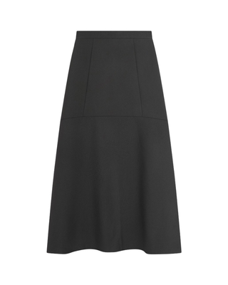FW26S04 Black Flairy Yoke 35" Skirt with Back Zipper