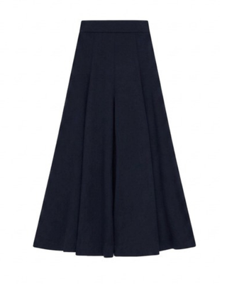 5362 Navy Panel Front Pleats 36" Skirt with Back Zipper