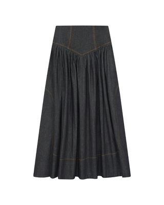 202616 Black Denim Yoke 36"-38" Skirt with Top Stitching