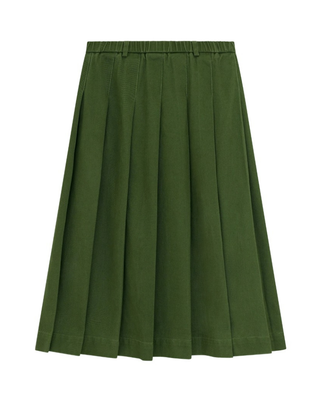 13-467 Olive Green Rubber Waisted Short Pleated 28" Skirt