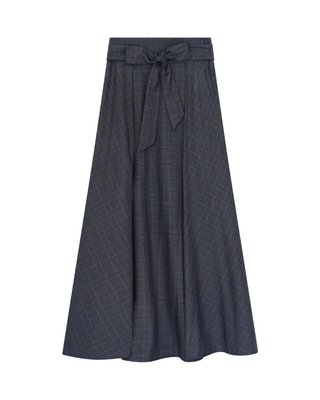 202601 Charcoal Gray Plaid Circle 36"-38" Skirt with Bow Sash