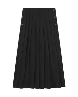 202608 Black Pleated Double-Sided Buttons 33"-37" Skirt