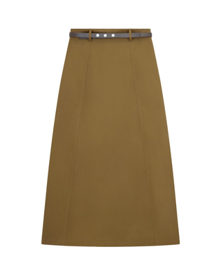 WB6CM2251SL Taupe Brushed Cotton 37" Skirt with Belt