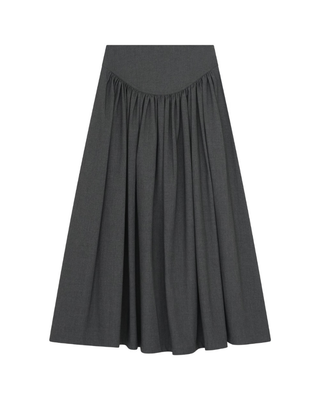 AL154FW Gray Gathered 34"-36" Skirt with Round Yoke