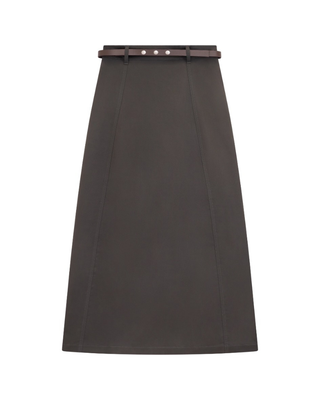 WB6CM2251SL Charcoal Brushed Cotton 37" Skirt with Belt