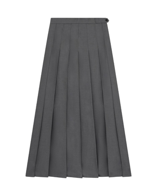202610 Gray Pleated 34"-38" Skirt with Ribbon Hem Trim
