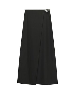 M1298 Black Fake Wrap 37" Skirt with Side Buckle