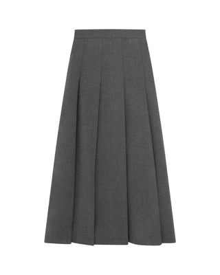 FW26S01 Gray Pleated 35" Skirt with Side Zipper