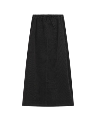 SWF2576 Black Corduroy Rubber Waist 35" Skirt with Drawstring