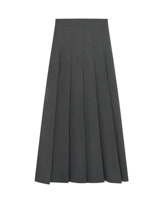 SWF2407F Charcoal Gray Pleated 35" Skirt with Zipper