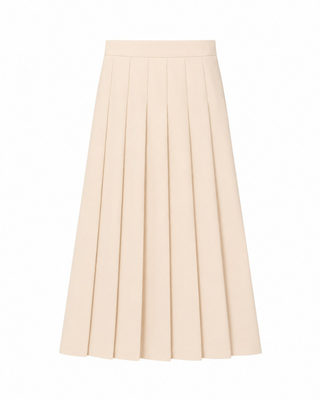 DW5M8973LC Ecru Pleated 37" Skirt with Side Zipper